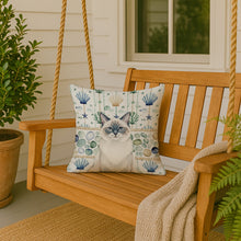 Load image into Gallery viewer, Ragdoll Blue Point Cat Coastal Sea Glass Throw Pillow