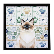 Load image into Gallery viewer, Ragdoll Seal Point Cat Coastal Sea Glass Framed Metal Print