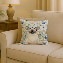 Load image into Gallery viewer, Ragdoll Seal Point Cat Coastal Sea Glass Throw Pillow