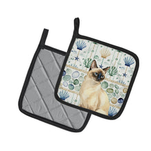 Load image into Gallery viewer, Seal Point Cat Coastal Sea Glass Pair of Pot Holders