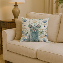 Load image into Gallery viewer, Solid Gray Cat Coastal Sea Glass Throw Pillow