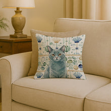 Load image into Gallery viewer, Solid Gray Cat Coastal Sea Glass Throw Pillow