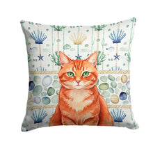Load image into Gallery viewer, Solid Red Ginger Cat Coastal Sea Glass Throw Pillow