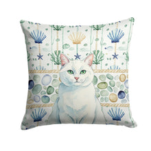 Load image into Gallery viewer, Solid White Cat Coastal Sea Glass Throw Pillow