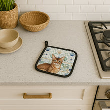 Load image into Gallery viewer, Ticked Tabby Brown Cat Coastal Sea Glass Pair of Pot Holders