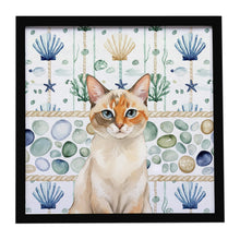 Load image into Gallery viewer, Tortie Point  Cat Coastal Sea Glass Framed Metal Print