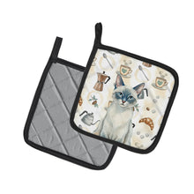 Load image into Gallery viewer, Blue Point Cat Coffee Time Pair of Pot Holders
