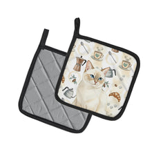 Load image into Gallery viewer, Cream Point Cat Coffee Time Pair of Pot Holders