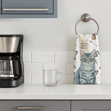 Load image into Gallery viewer, Gray Mackerel Tabby Cat Coffee Time Kitchen Towel