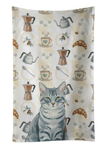 Load image into Gallery viewer, Gray Mackerel Tabby Cat Coffee Time Kitchen Towel