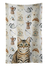 Load image into Gallery viewer, Mackerel Tabby Brown Cat Coffee Time Kitchen Towel