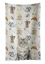 Load image into Gallery viewer, MaineCoon Silver Tabby Cat Coffee Time Kitchen Towel