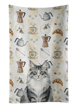 Load image into Gallery viewer, Norwegian Forest Cat Gray and White Cat Coffee Time Kitchen Towel