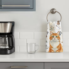 Load image into Gallery viewer, Orange and White Cat Coffee Time Kitchen Towel