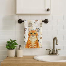 Load image into Gallery viewer, Orange Classic Tabby Cat Coffee Time Kitchen Towel