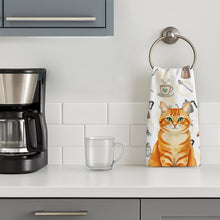 Load image into Gallery viewer, Orange Classic Tabby Cat Coffee Time Kitchen Towel