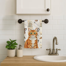 Load image into Gallery viewer, Orange Mackerel Tabby Cat Coffee Time Kitchen Towel