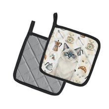 Load image into Gallery viewer, Ragdoll Blue Point Cat Coffee Time Pair of Pot Holders