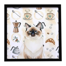 Load image into Gallery viewer, Ragdoll Seal Point Cat Coffee Time Framed Metal Print
