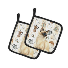 Load image into Gallery viewer, Seal Point Cat Coffee Time Pair of Pot Holders
