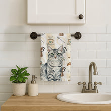 Load image into Gallery viewer, Silver Classic Tabby Cat Coffee Time Kitchen Towel