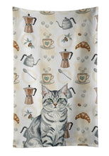 Load image into Gallery viewer, Silver Classic Tabby Cat Coffee Time Kitchen Towel