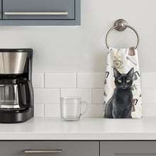 Load image into Gallery viewer, Solid Black Cat Coffee Time Kitchen Towel