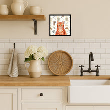 Load image into Gallery viewer, Solid Red Ginger Cat Coffee Time Framed Metal Print