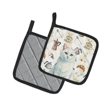 Load image into Gallery viewer, Solid White Cat Coffee Time Pair of Pot Holders