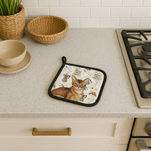 Load image into Gallery viewer, Ticked Tabby Brown Cat Coffee Time Pair of Pot Holders