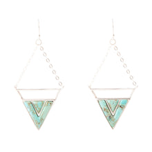 Load image into Gallery viewer, Trapeze Blue Turquoise and Sterling Silver Earrings