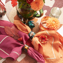 Load image into Gallery viewer, Stripey bee resin napkin rings, green tortoiseshell, set of four