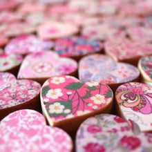 Load image into Gallery viewer, Fabric-Faced Wooden Hearts