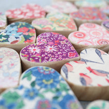 Load image into Gallery viewer, Fabric-Faced Wooden Hearts