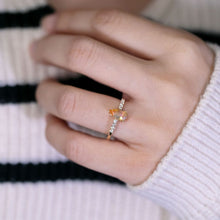 Load image into Gallery viewer, Faceted Mexican Fire Opal &amp; Diamond Engagement Ring 18K Yellow Gold