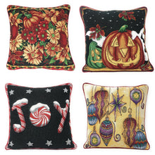 Load image into Gallery viewer, DaDa Bedding Set of 4 Pieces - Autumn Harvest Halloween &amp; Christmas Ornaments Holiday Tapestry Throw Pillow Covers Bundle Pack - 16" x 16"