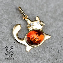 Load image into Gallery viewer, Fat Orange Cat - Mexican Fire Opal &amp; Diamond Necklace 18K Yellow Gold