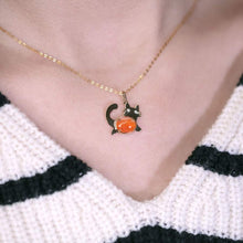 Load image into Gallery viewer, Fat Orange Cat - Mexican Fire Opal &amp; Diamond Necklace 18K Yellow Gold