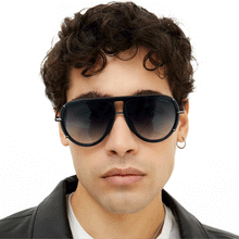 Load image into Gallery viewer, Ivy Luxe - Black Tangle-Free Round Aviator Sunglasses