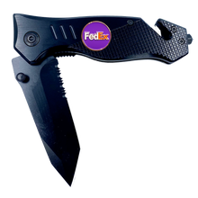 Load image into Gallery viewer, Box Opener Rescue Knife for Fedex Driver 3-in-1 tool with Seatbelt Cutter Steel Serrated Blade Glass Breaker
