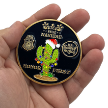 Load image into Gallery viewer, EL3-001 CBP Border Patrol Agent BPA Feliz Navidad Christmas Cactus Challenge Coin