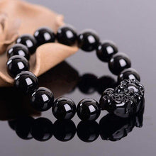 Load image into Gallery viewer, Natural Black Obsidian Carved Pixiu Bracelet - Prosperity &amp; Protection