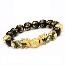 Load image into Gallery viewer, Natural Obsidian Pixiu Wealth &amp; Luck Engraved Bracelet