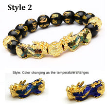 Load image into Gallery viewer, Natural Obsidian Pixiu Wealth &amp; Luck Engraved Bracelet
