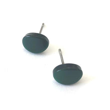 Load image into Gallery viewer, Forest Green Small Oval Stud Lucite Earrings