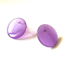 Load image into Gallery viewer, Bright Purple Marbled Disc Stud Earrings