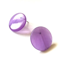 Load image into Gallery viewer, Bright Purple Marbled Disc Stud Earrings