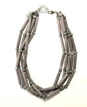 Load image into Gallery viewer, Grey Tube Beaded Sylvie Statement Necklace