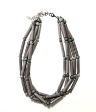 Load image into Gallery viewer, Grey Tube Beaded Sylvie Statement Necklace