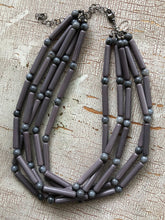 Load image into Gallery viewer, Grey Tube Beaded Sylvie Statement Necklace